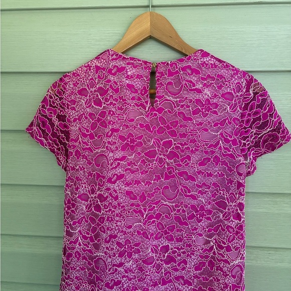 CeCe lace mini dress fun flirty sheath fuchsia pink Cynthia Steffe sz 2 EUC - Picture 5 of 13